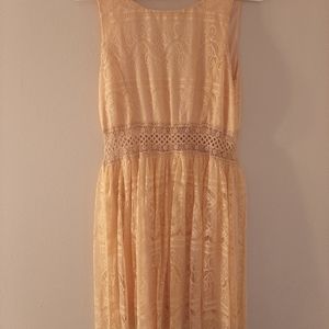 Orange/Cream Colored Lace Dress, size L (Juniors)